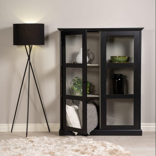 Touch vitrineskap doble d�rer - Svart