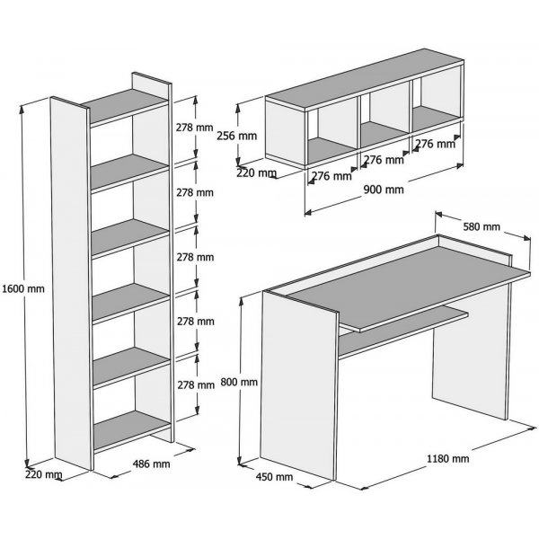 Hera skrivebord og bokhylle - Hvit Hera skrivebord og bokhylle - Hvit