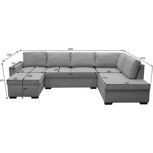 Sofa 309 cm lys grå - Solna Sofa 309 cm lys grå - Solna