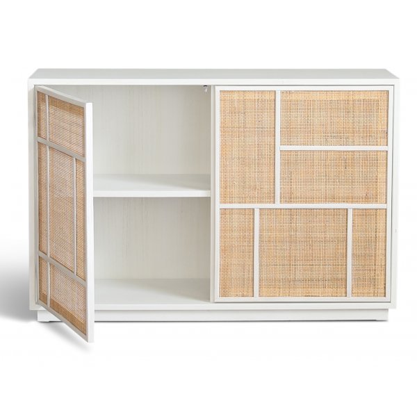 Stockholm skjenk 120 cm bred hvit med rotting