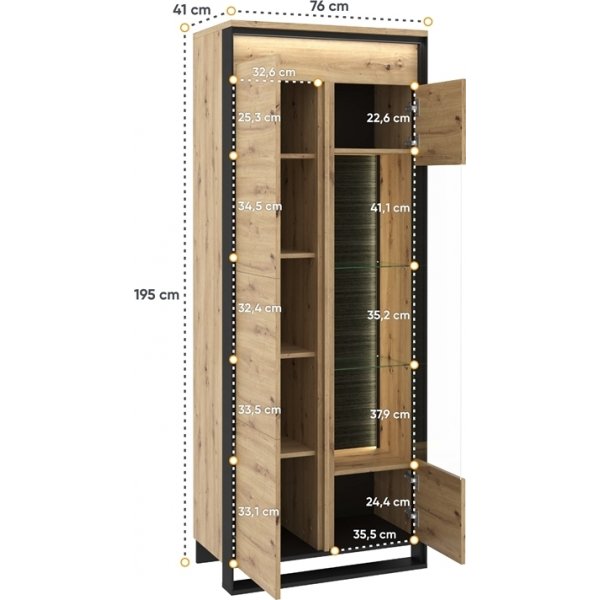 Quant vitrineskap - Artisan eik/sort Quant vitrineskap - Artisan eik/sort
