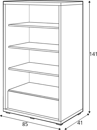 Simi bokhylle 85 cm - Hvit/hickory