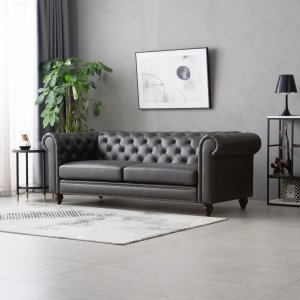 Chesterfield Royal 3-seters sofa - Svart vintage (PU skinn) Chesterfield Royal 3-seters sofa - Svart vintage (PU skinn)