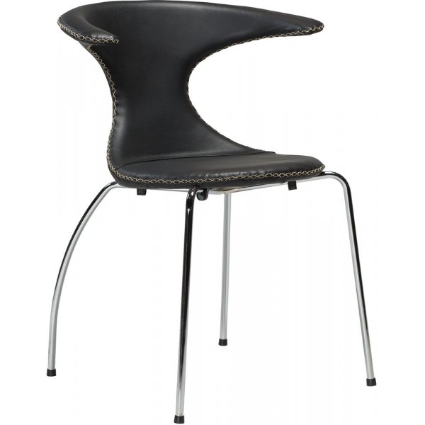 Flair stol - Sort skinn / krom