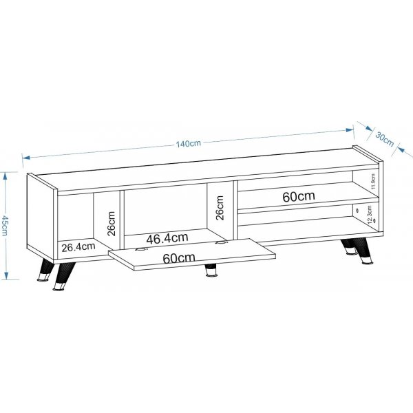Crassia mediabenk - Safir eik/hvit Crassia mediabenk - Safir eik/hvit