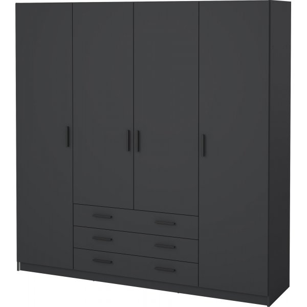 Sprint garderobe med 4 dører og 3 skuffer - Grå Sprint garderobe med 4 dører og 3 skuffer - Grå