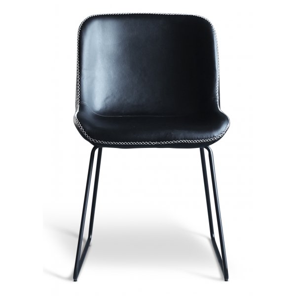 Texas spisegruppe med 6 Texas spisestoler Sort PU + Texas spisebord i betong 180x90 cm