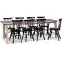 Saltsj spisegruppe, 240 cm, inkludert 8 stk. svarte Orust pinnestoler - Hvitoljet eikefiner