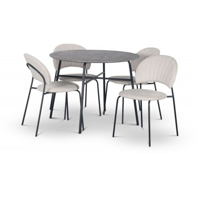 Tofta spisegruppe 100 cm bord i betongimitasjon + 4 stk Hogrn beige stoler