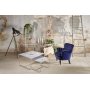 Stella Satsbord - Hvitt marmorert glass / Krommet understell