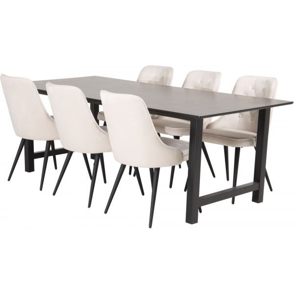 Spisestol Zeus - Svart / Beige Flyel