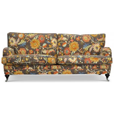 Savoy 3-seters sofa med blomsterstoff - Havanna Brown