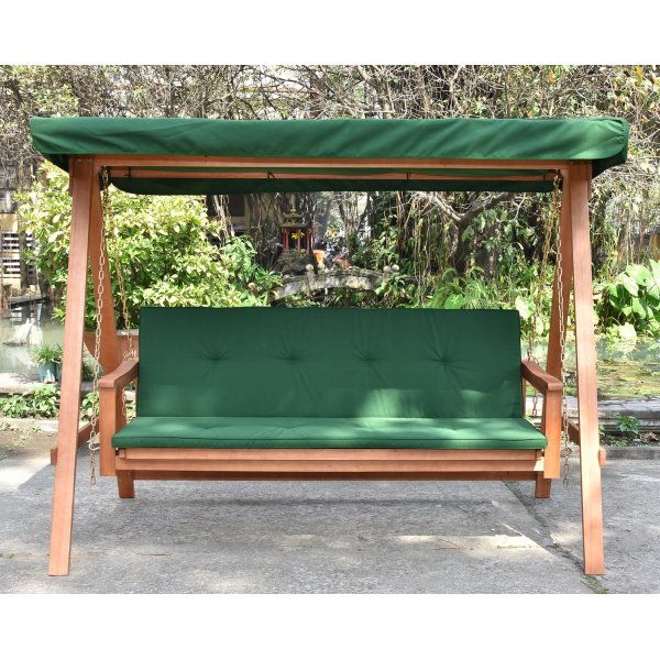 Sammenleggbar hengekøye i tre med grønt tak Sammenleggbar hengekøye i tre med grønt tak