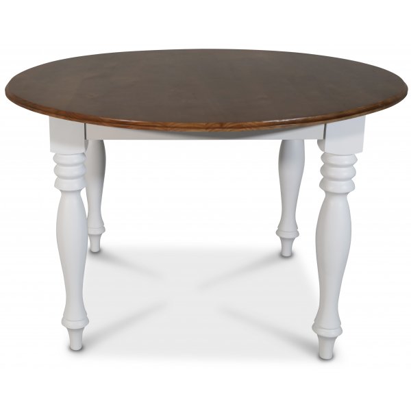 New England rundt spisebord - Hvit/Brunbeiset