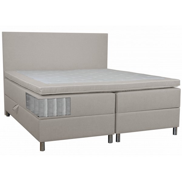 Seng 160x200 cm med oppbevaringsboks, beige