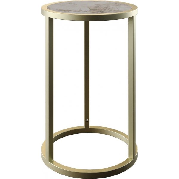 Tambur sidebord - Hvit marmor/gull