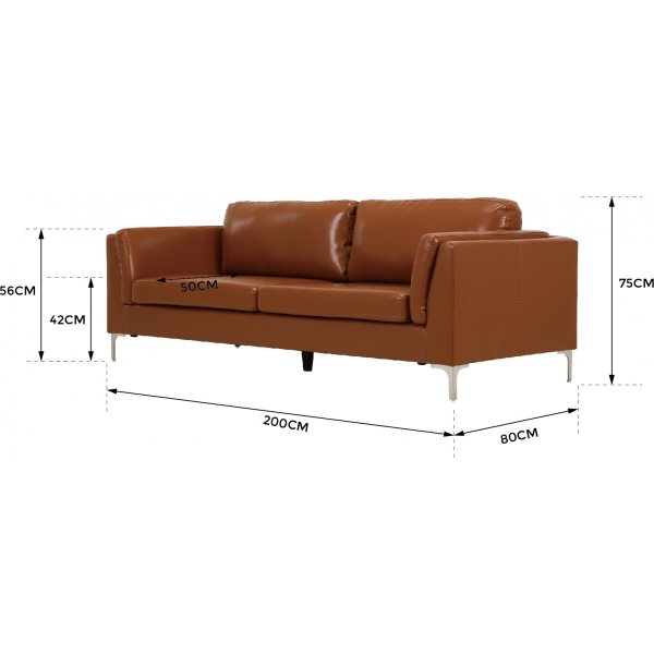 Cansas 3-seters sofa i cognac + Tekstilrens for møbler Cansas 3-seters sofa i cognac + Tekstilrens for møbler