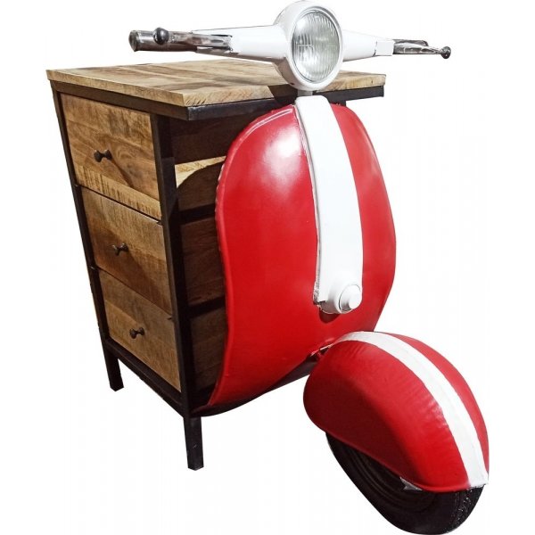 Vintage Vespa kommode / nattbord - Rd / hvit