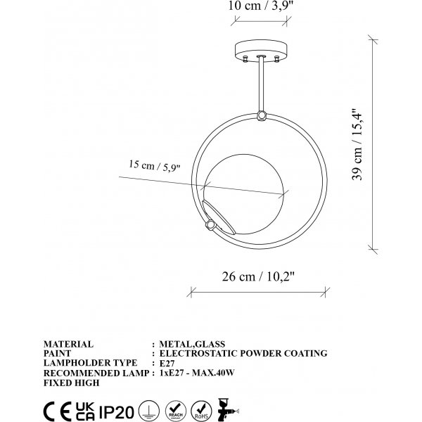 Dolly taklampe 3903 - Gull Dolly taklampe 3903 - Gull