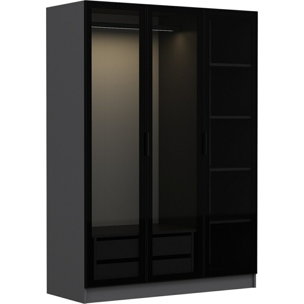 Cavolo garderobeskap 135 x 52 x 210 cm - Antrasitt/svart - Garderober