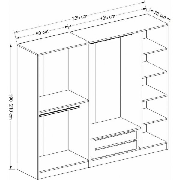 Capeto garderobe 225x52x190 cm - Hvit Capeto garderobe 225x52x190 cm - Hvit