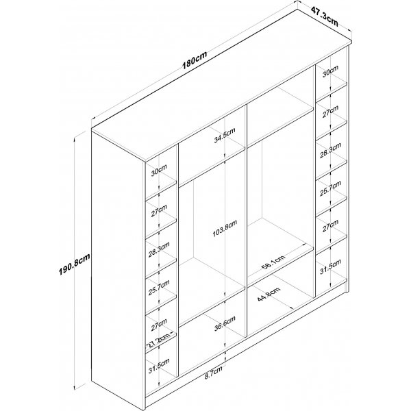 Baden garderobe 14 - Valnøtt/hvit Baden garderobe 14 - Valnøtt/hvit
