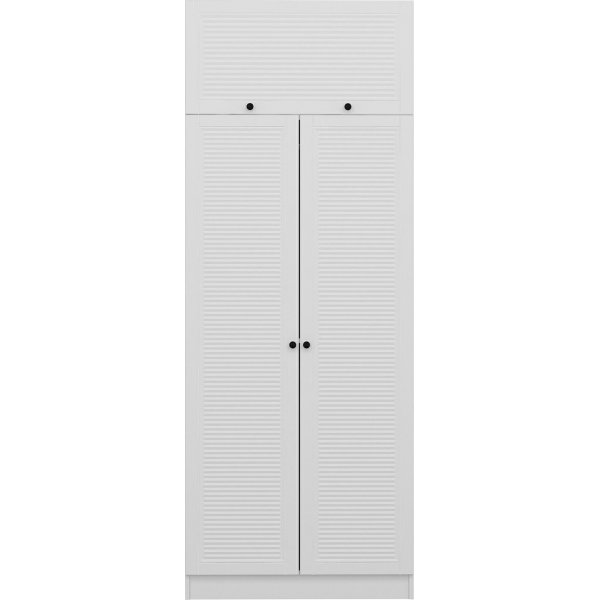 Larett garderobe med overskap, 90 cm - Hvit Larett garderobe med overskap, 90 cm - Hvit