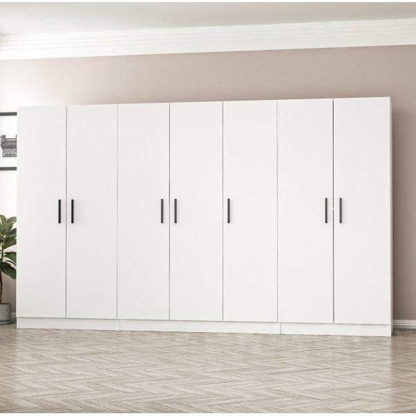 Rizada garderobe 315x52x210 cm - Hvit