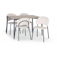 Lokrume spisegruppe med bord på 120 cm i lyst tre + 4 stk Hogrän beige stoler
