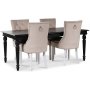 Paris spisegruppe svart bord med 4 Tuva Decotique stoler i beige flyel