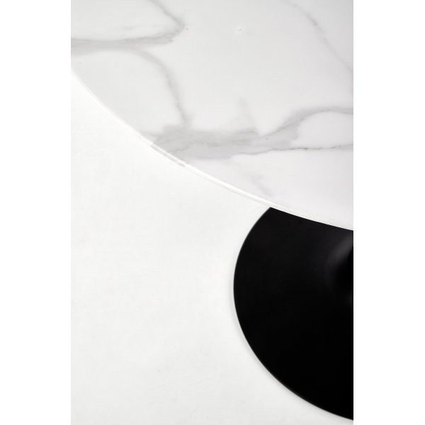 Marco spisebord 90 cm - Hvit marmor/sort
