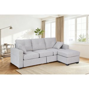 Davis sovesofa - lysegrått stoff | Med oppbevaring Davis sovesofa - lysegrått stoff | Med oppbevaring