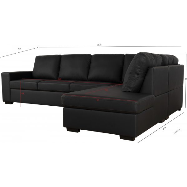 Solna sofa med åpen finish 304 cm høyre - Svart bunnet skinn Solna sofa med åpen finish 304 cm høyre - Svart bunnet skinn