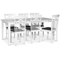 Sandhamn spisegruppe; 180x90 cm bord med 6 Sofiero spisestoler