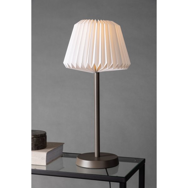 Tanddalen bordlampe - Semsket skinn/Hvit