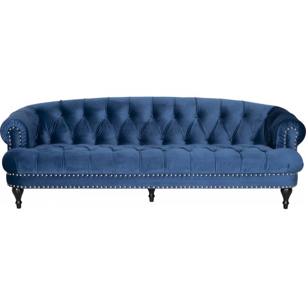 Sofa Chesterfield 3-seters sofa i blå fløyel Sofa Chesterfield 3-seters sofa i blå fløyel