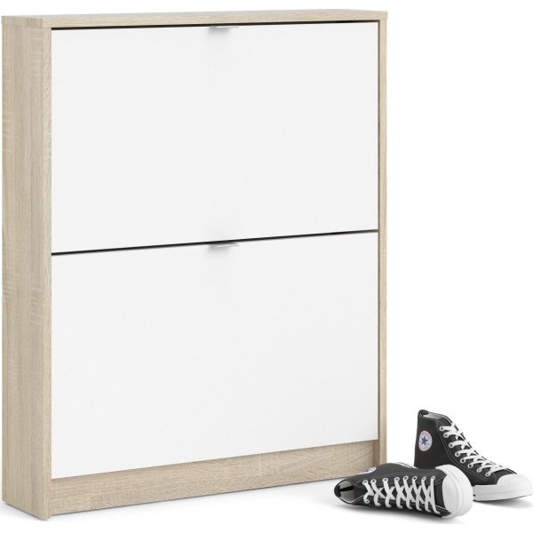 Sko skoskap med 2 rom - Eik/hvit Sko skoskap med 2 rom - Eik/hvit