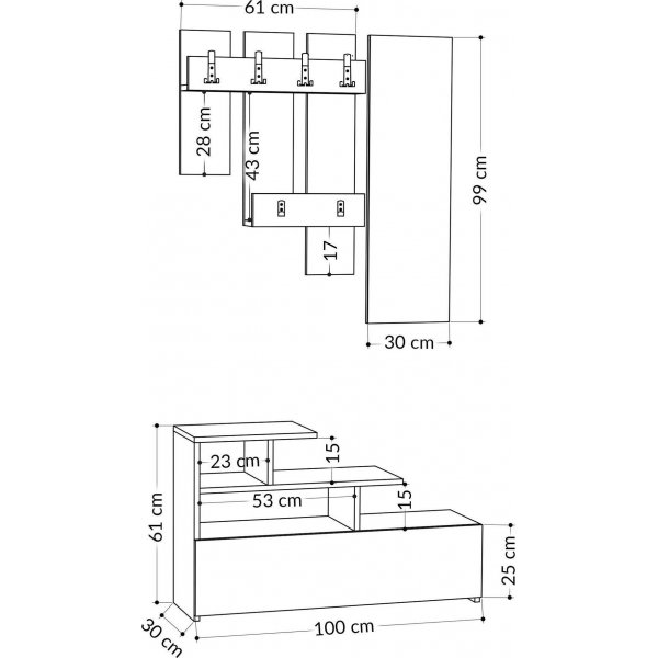 Vesty gangmøbel - Eik Vesty gangmøbel - Eik