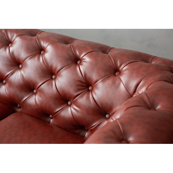Sofa Chesterfield 3-seter i brunt PU - Charles Sofa Chesterfield 3-seter i brunt PU - Charles