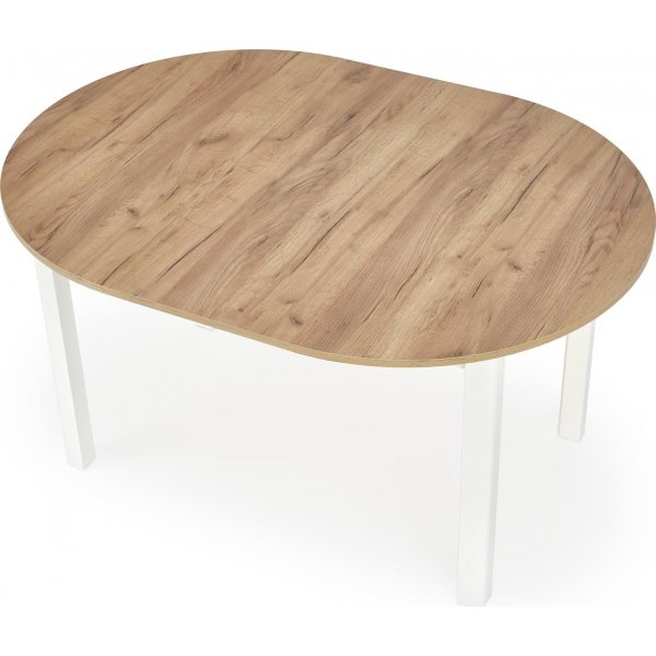 Rundt uttrekkbart spisebord eik/hvit 102-142 cm - Berivan