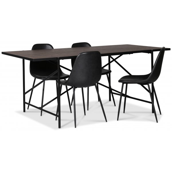 Portland spisebord 180 cm - Brun eik/svart + Møbelføtter Portland spisebord 180 cm - Brun eik/svart + Møbelføtter