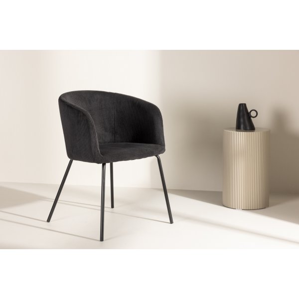 Berit spisestol - Sort kordflyel