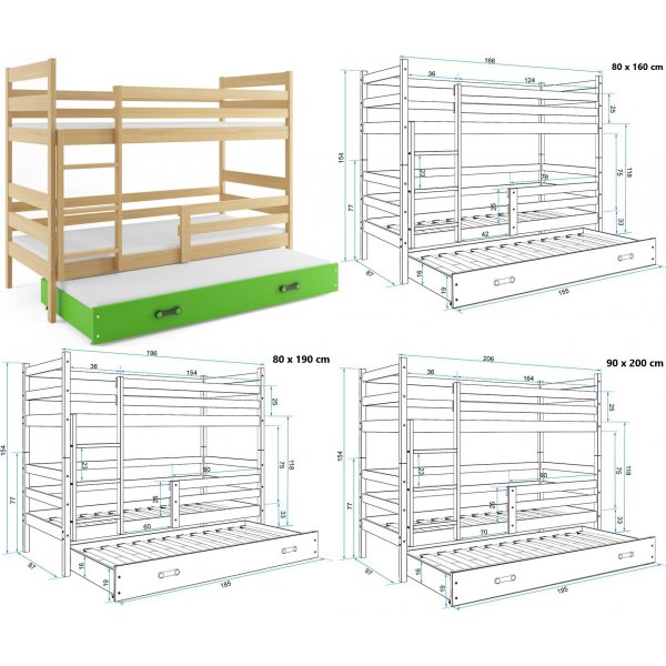 Eryk k�yeseng med ekstra seng - Alle farger og st�rrelser