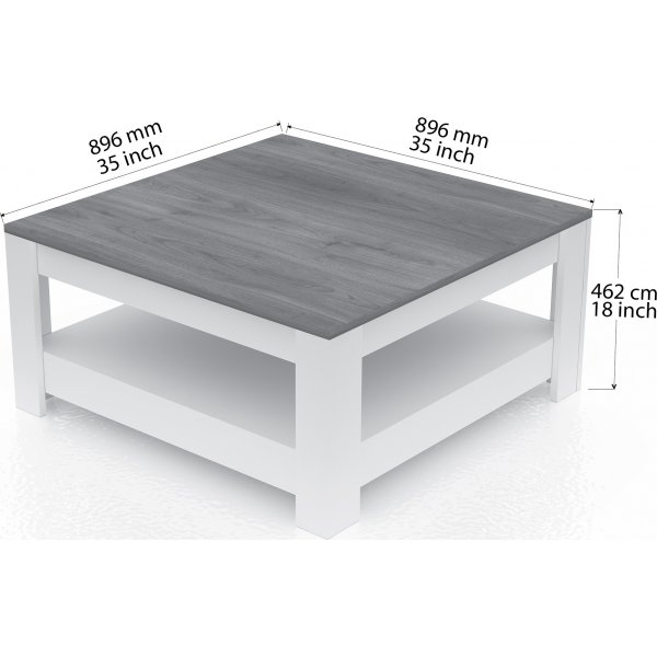 Grado salongbord 89,6 x 89,6 cm - Valnøtt/hvit Grado salongbord 89,6 x 89,6 cm - Valnøtt/hvit