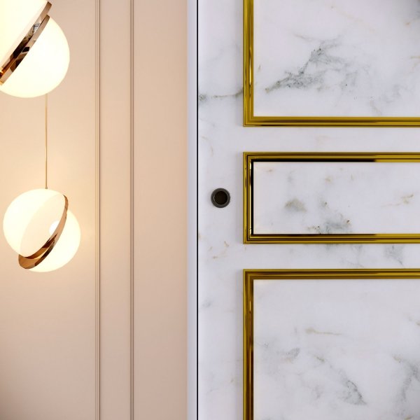 Martin garderobeskap 150 cm - Hvit marmor/gull Martin garderobeskap 150 cm - Hvit marmor/gull