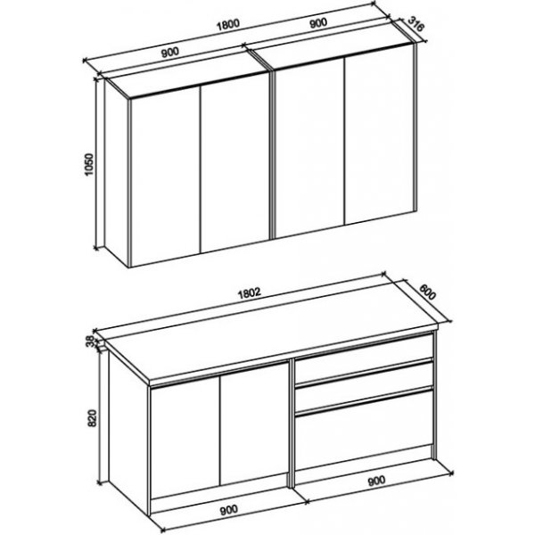 Id komplett kjkken 180 cm - Hndverk eik/antrasitt