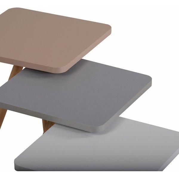 Trippelsett bord 34 x 34 cm - Hvit/cappuccino/grå Trippelsett bord 34 x 34 cm - Hvit/cappuccino/grå