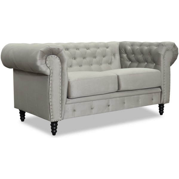 Ashford 2-seter chesterfield - Gråbeige fløyel Ashford 2-seter chesterfield - Gråbeige fløyel