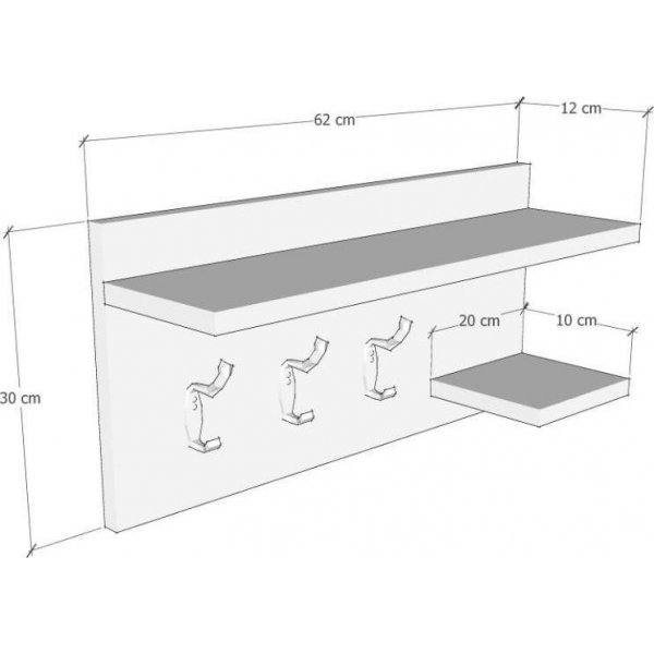 Tarzan vegghylle - Hvit