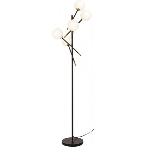 Gulvlampe Acrobat - Svart/matt messing/opal